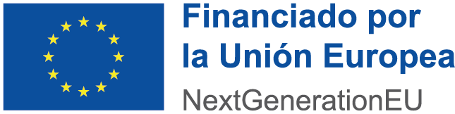Logo de la Unión Europea con el texto "Financiado por la Unión Europea" y "NextGenerationEU", simbolizando el apoyo financiero para proyectos de desarrollo y recuperación.